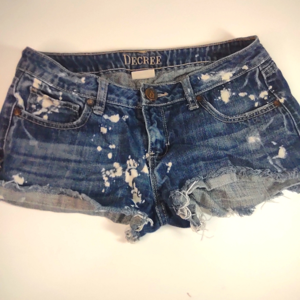 5 Decree Blue Distressed Jean Shorts